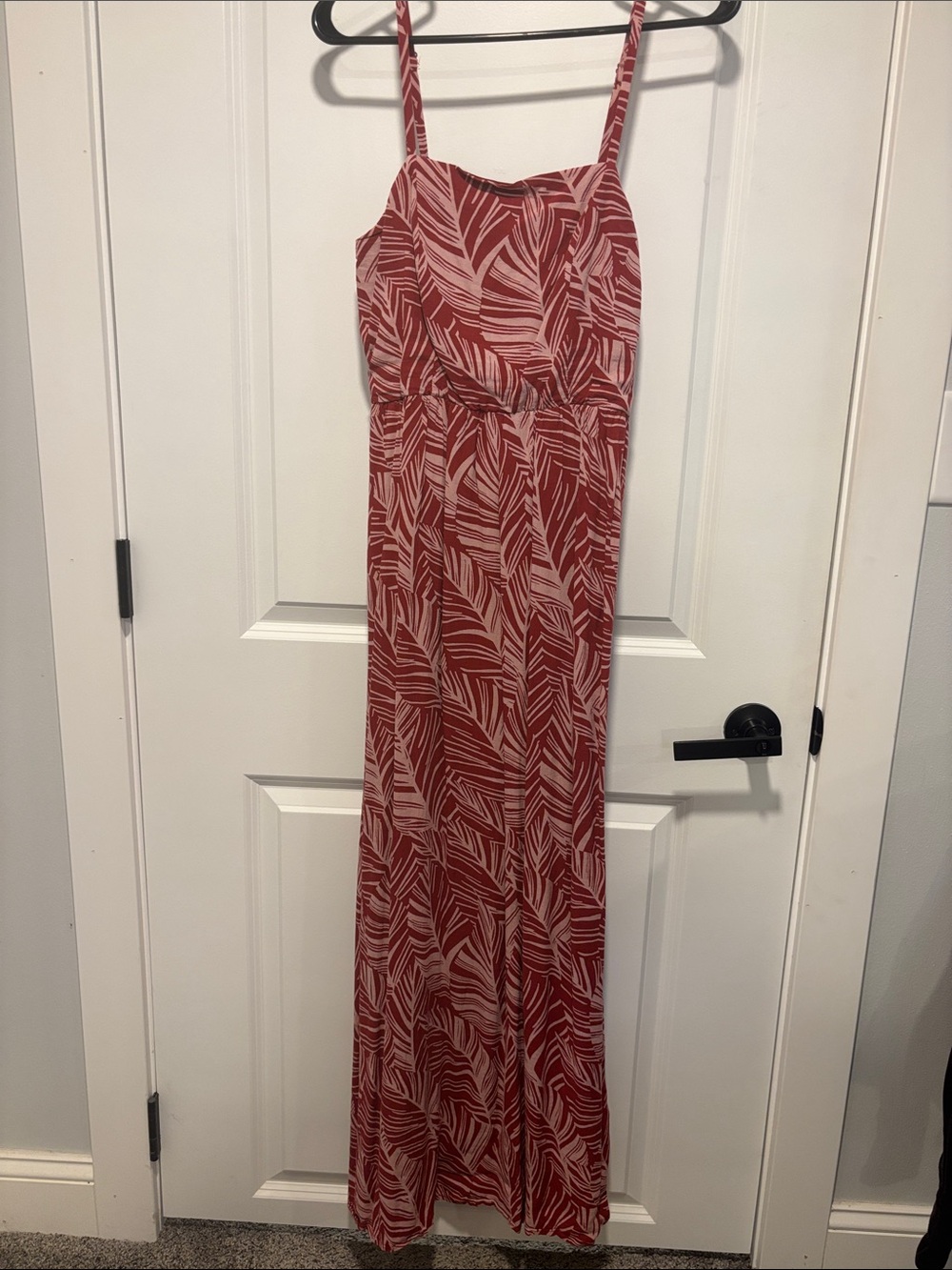 Red Leaf-Print Maxi Skirt Dress - Sleeveless Summer Dress